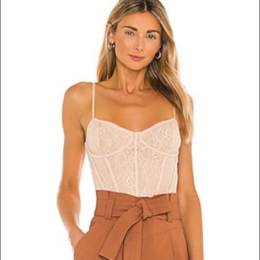Revolve AFRM Nude Lace Corset Bodysuit